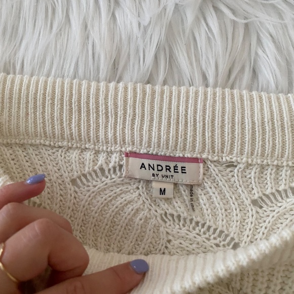 ANDREE BY UNIT Cream, Tan, and Black Sweater - Picture 2 of 3